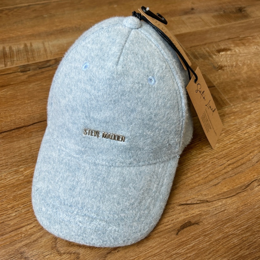 Steve Madden Satin Lined Ball Blue Cap Hat NWT